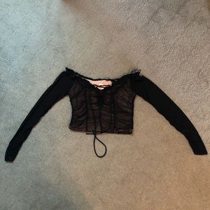 Fashion Nova Mesh Off the Shoulder Shirt